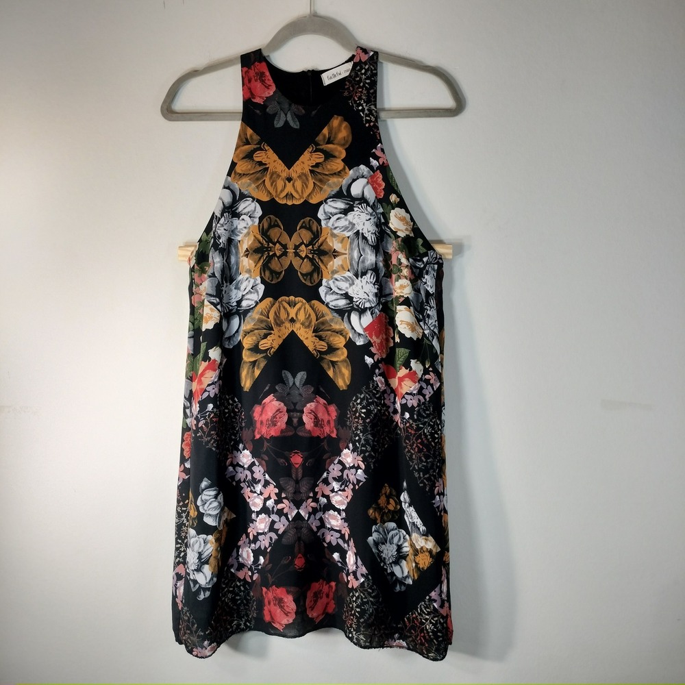 Faithful + True Dark Floral Halter Mini Dress Size M